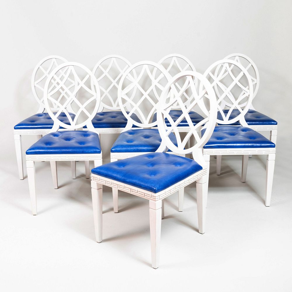 Appraisal: Set of Eight Ballard Design White Painted Side Chairs Designed