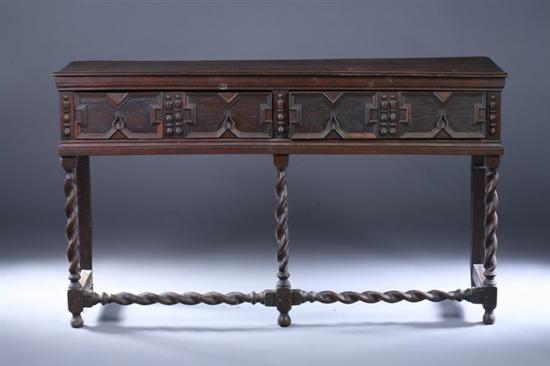 Appraisal: PILGRIM OAK ROPE-TWIST SIDE TABLE late th century New England