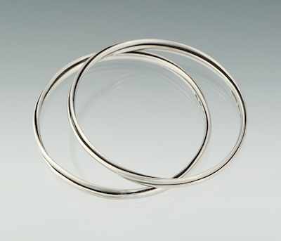 Appraisal: A Pair of Antonio Pineda Mexican Sterling Silver Bangle Bracelets