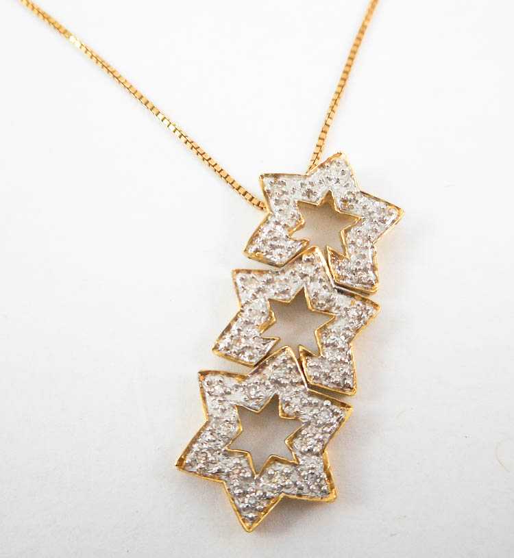 Appraisal: DIAMOND AND FOURTEEN KARAT GOLD PENDANT NECKLACE with a -