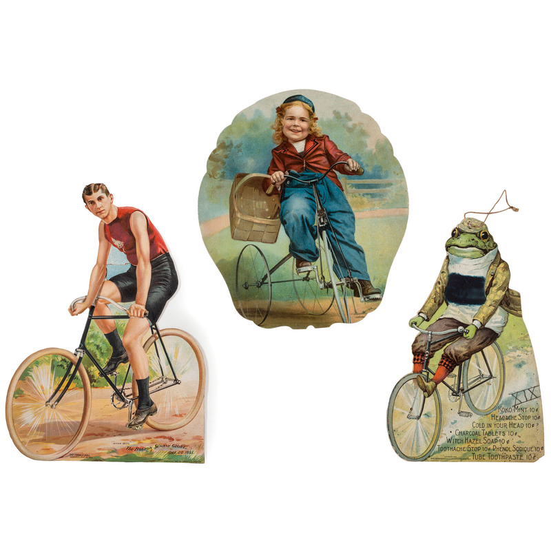 Appraisal: BICYCLES -- ADVERTISING A group of die-cut advertisements featuring subjects