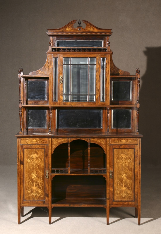 Appraisal: Victorian Satinwood Marquetry Rosewood Side Cabinet Late th Century In