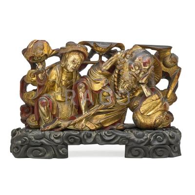 Appraisal: JAPANESE CARVED WOOD SCULPTURE Condition Report