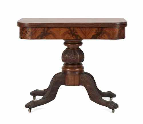 Appraisal: New England Federal mahogany card table ca with a fully