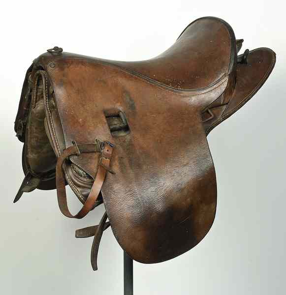 Appraisal: Japanese WWII Military Cavalry Saddle Back of cantle with Japanese