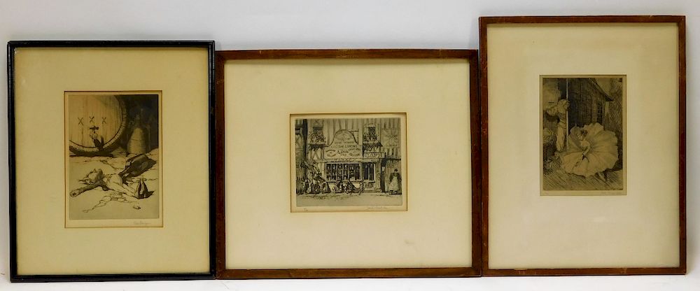 Appraisal: American Artists Chamberlain Hill Lawson Etchings American Artists Chamberlain Hill