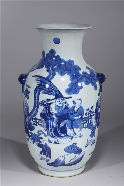 Appraisal: Chinese blue and white porcelain vase with mask handles and