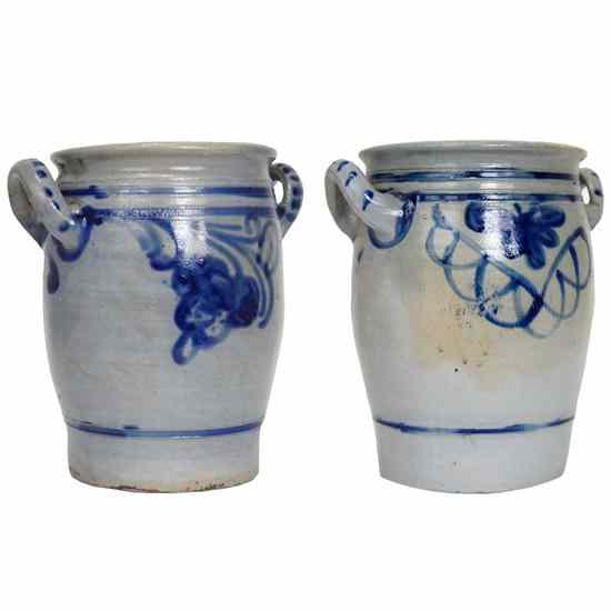 Appraisal: Two German Westerwald Cobalt Salt-Glazed Stoneware Crocks th century each