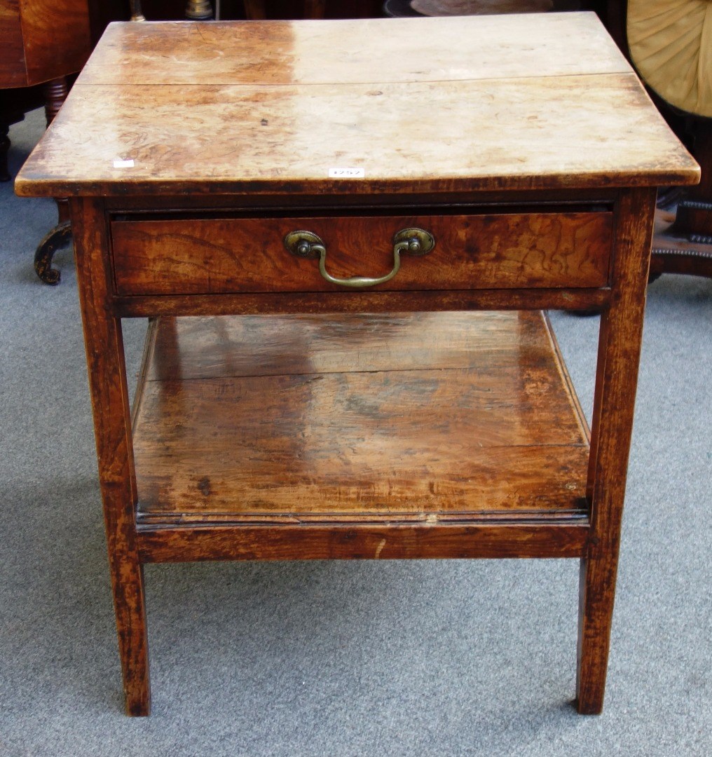 Appraisal: An th century and later elm square two tier table