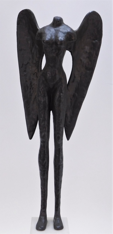 Appraisal: BRUTALIST BRONZE SCULPTURE OF WINGED NAKED FEMALE United States th