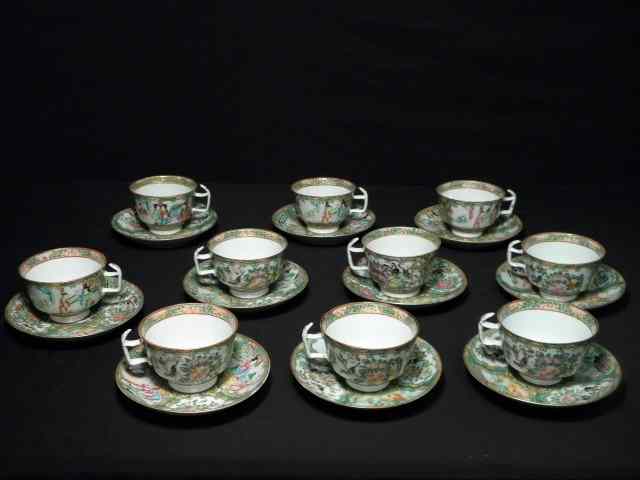 Appraisal: Chinese export Rose Medallion porcelain cups and saucers Includes cups