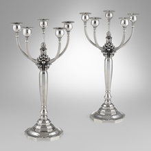 Appraisal: Johan Rohde ACORN CANDELABRA MODEL PAIR Georg JensenDenmark after sterling