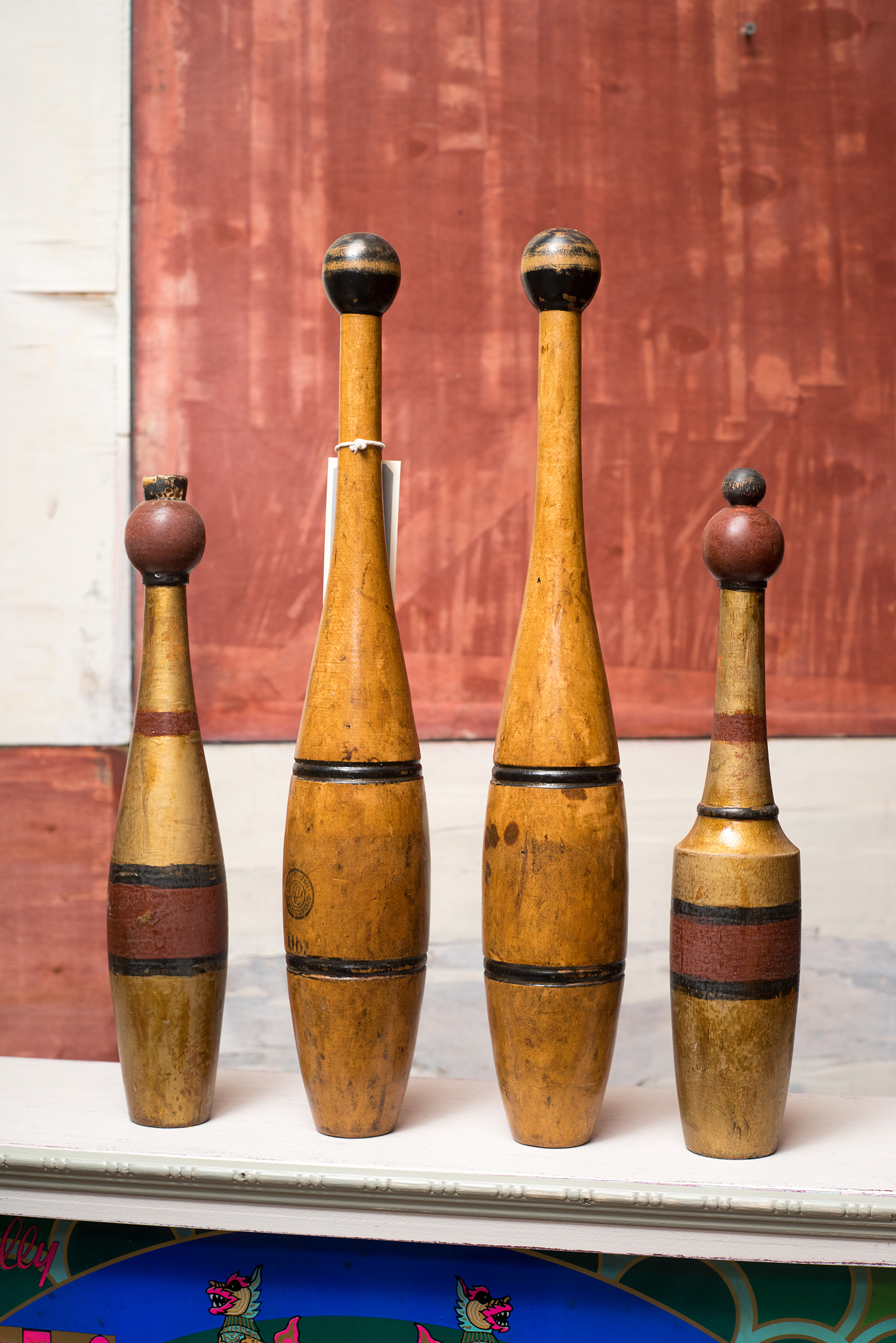 Appraisal: FOUR VINTAGE AMERICAN CLUBS Hand painted moulded wood h x