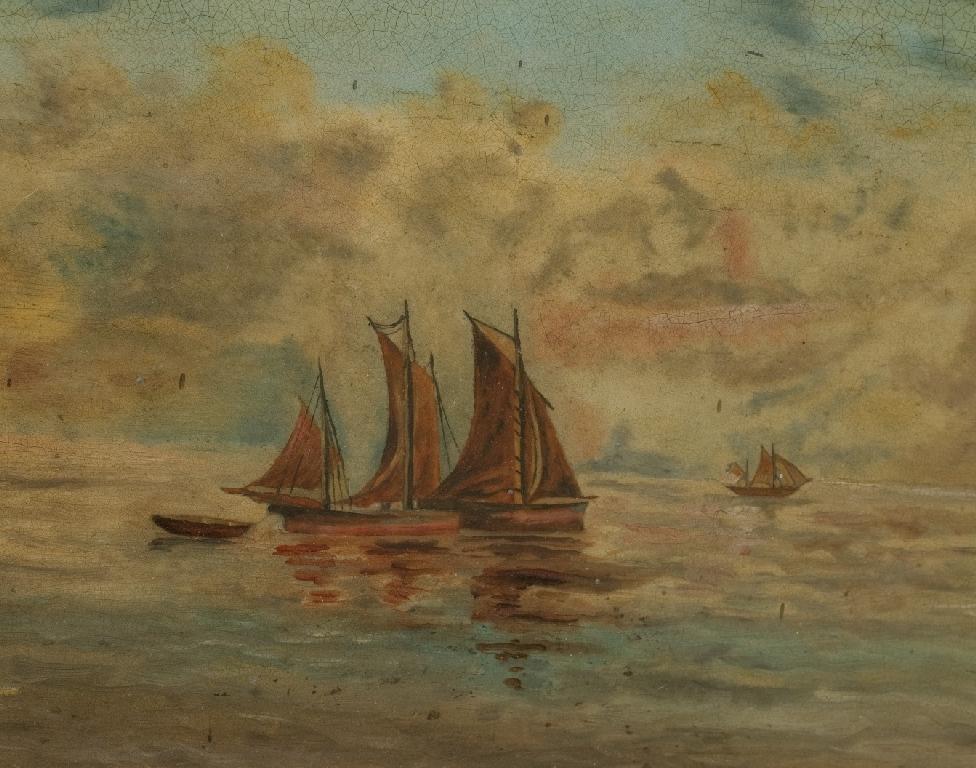 Appraisal: ENGLISH SCHOOL COASTAL SHIPPING unsigned oil on board framed under