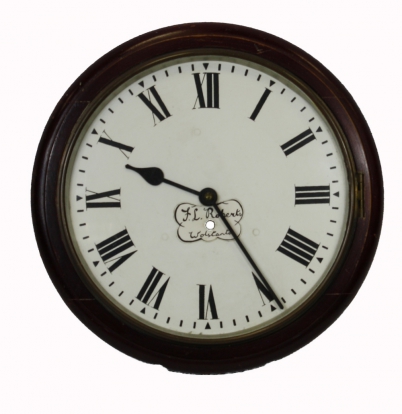 Appraisal: Victorian mahogany round station clock painted dial with F L