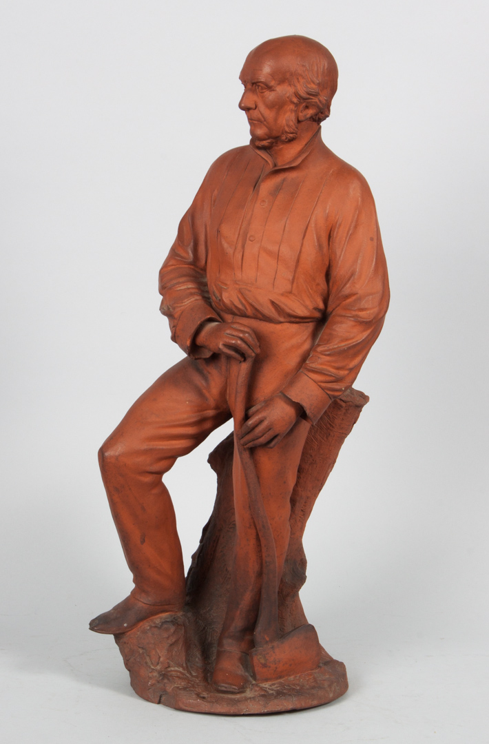 Appraisal: American terracotta figure of a homesteader th century modeled as