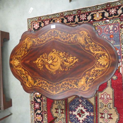 Appraisal: Inlaid Coffee Table ormoulu mounts cornucopia and floral tall X