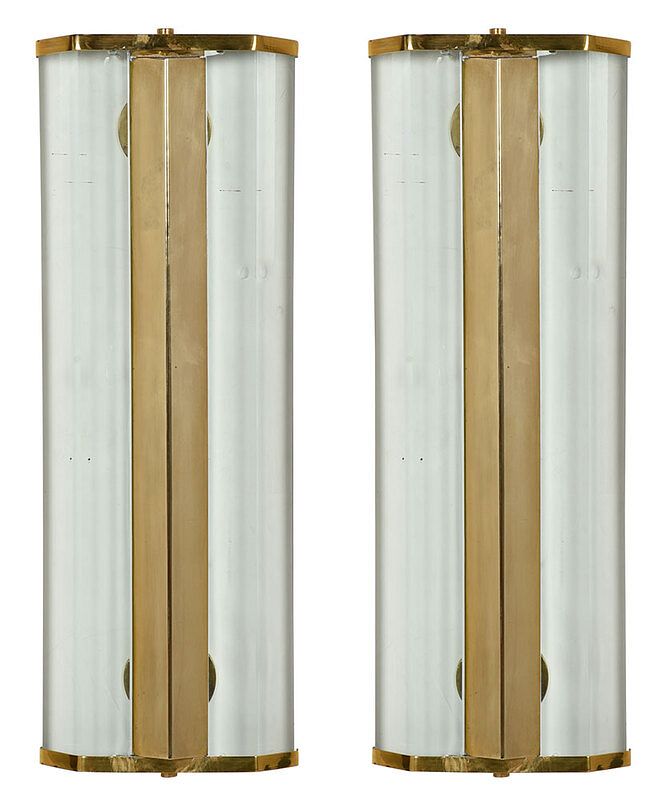 Appraisal: Pair of Large Sconces Attributed to Fontana Arte Italian circa