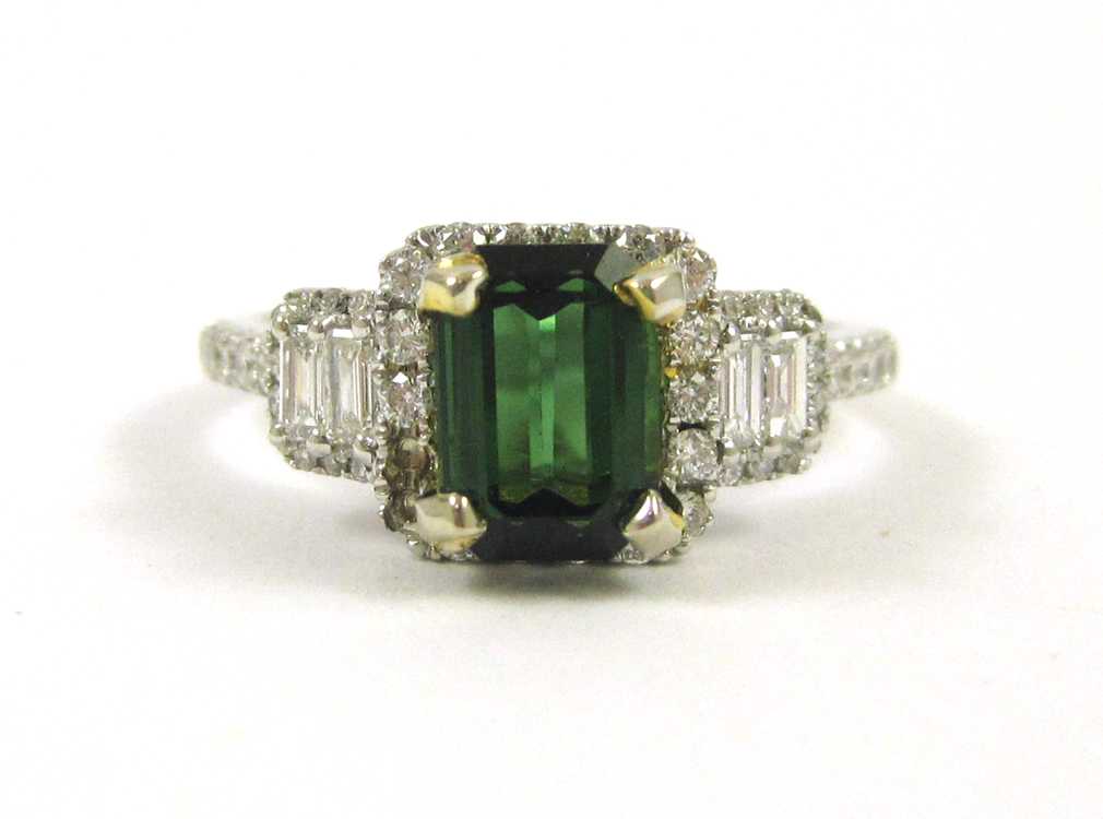 Appraisal: CHROME DIOPSIDE DIAMOND AND WHITE GOLD RING The k white