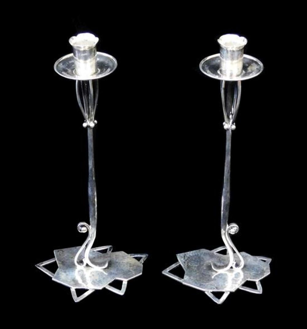 Appraisal: SILVER Carl Poul Petersen Danish-Canadian - pair of sterling candlesticks