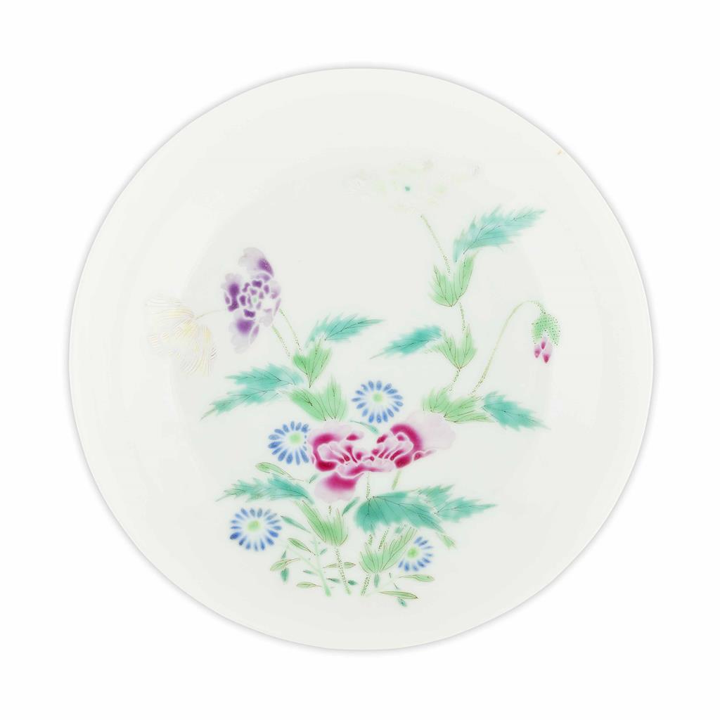 Appraisal: FAMILLE ROSE SAUCER DISH YONGZHENG MARK AND OF THE PERIOD