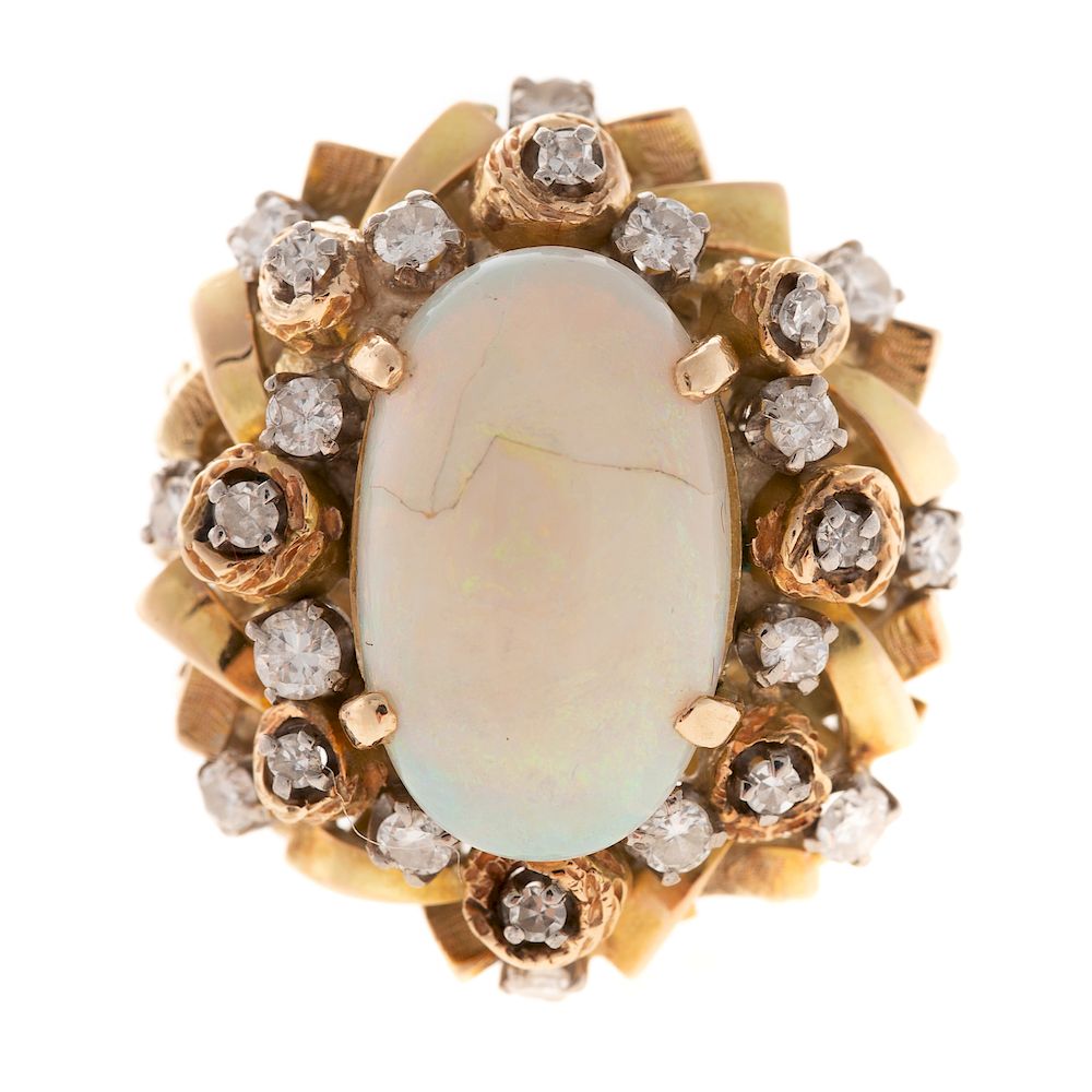 Appraisal: A Ladies Vintage Opal Diamond Ring in K K yellow