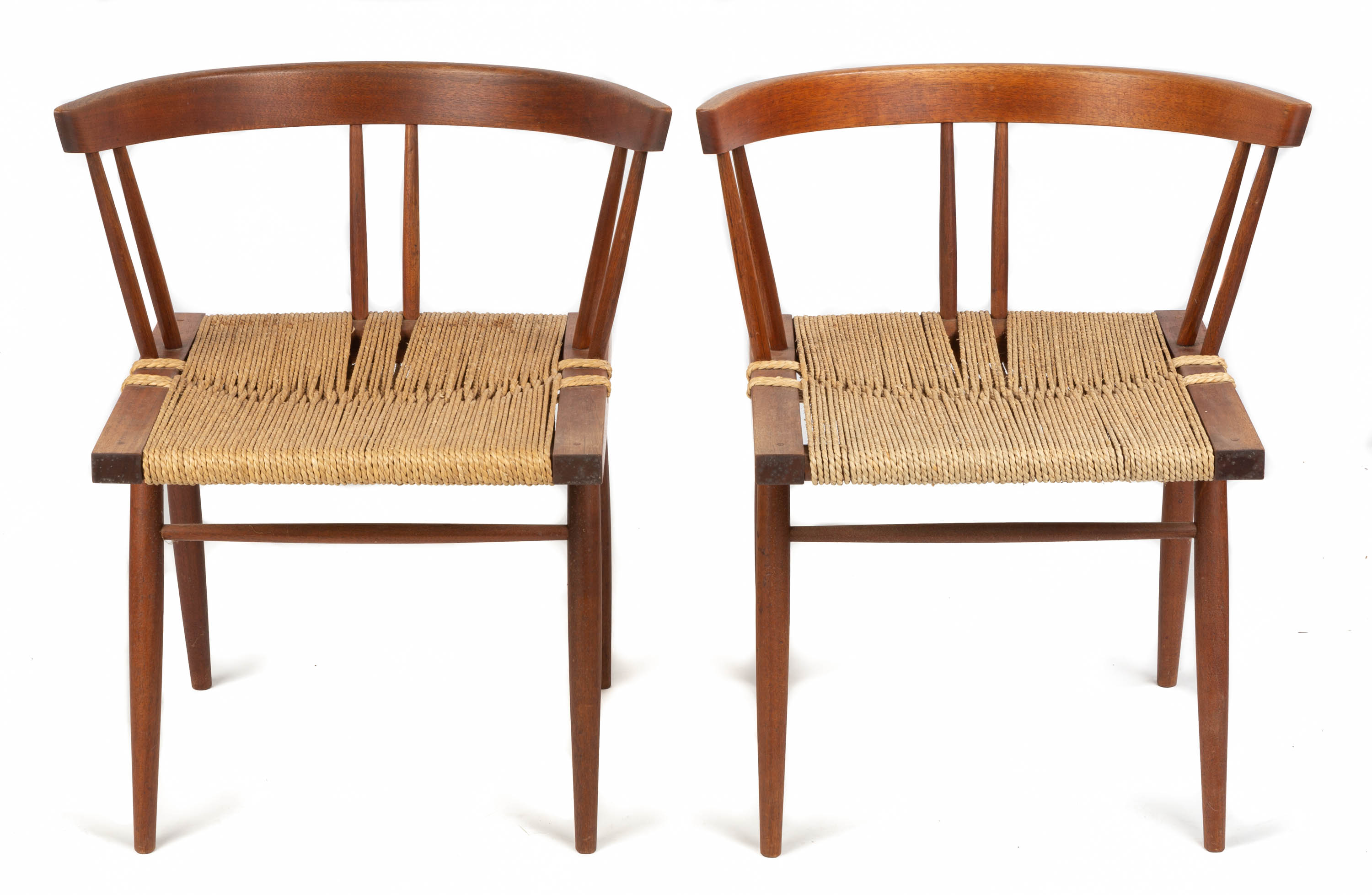 Appraisal: PAIR OF GEORGE NAKASHIMA AMERICAN - GRASS SEAT CHAIRS New