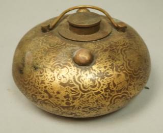 Appraisal: Chinese Warming Pot with Gold Decoration Screw off lid and