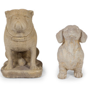 Appraisal: Two Cast Stone Figures of Dogs TH CENTURY comprising a