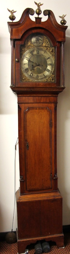 Appraisal: An thC oak and mahogany -day longcase clock the cm