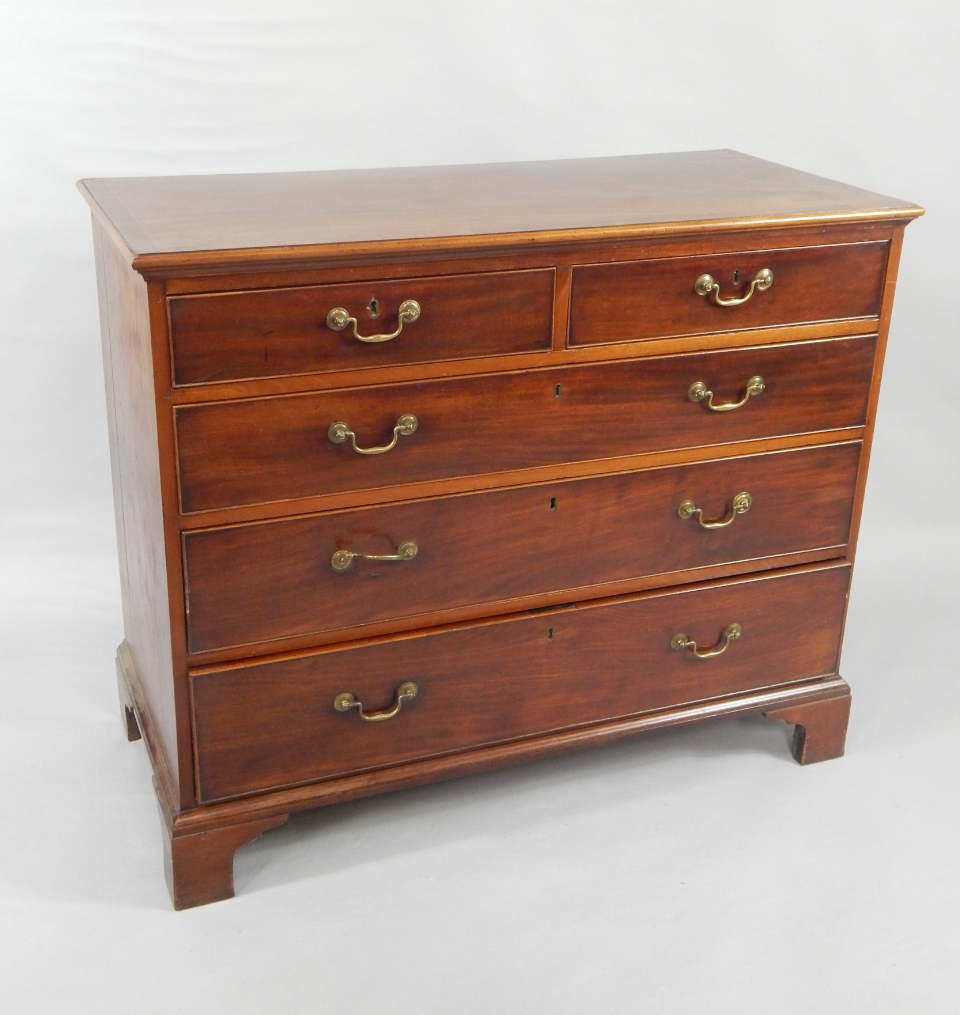 Appraisal: A George III mahogany and boxwood line inlaid chest of