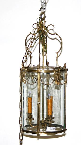 Appraisal: A Louis XVI style gilt bronze and glass lantern height