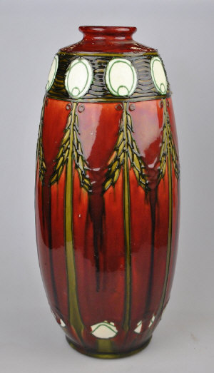 Appraisal: Minton Secessionist vase of tall swollen form decorated in tube