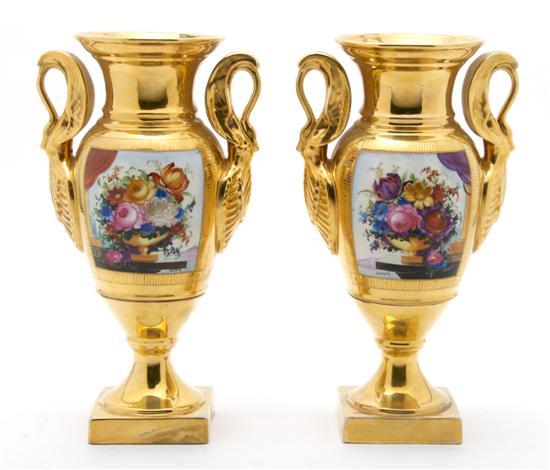 Appraisal: Pair of Paris Porcelain Vases each of baluster form with