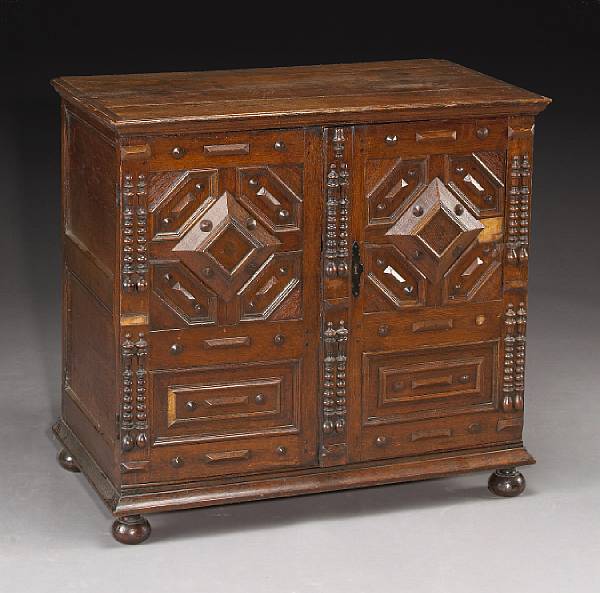 Appraisal: A William and Mary oak linen press partially incorporating antique