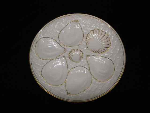 Appraisal: Royal Worcester Porcelain Oyster Plate shell shaped wells on basketweave