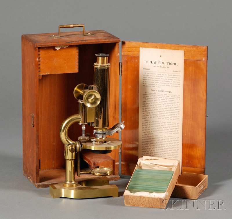 Appraisal: Brass Student's Microscope by E H F H Tighe Detroit