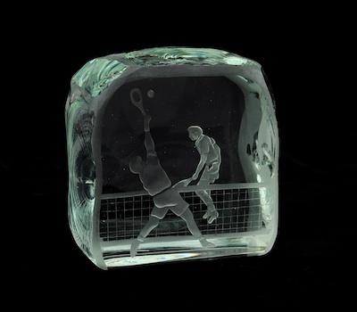 Appraisal: A Decorative Glass Tennis Block Perfect gift for a tennis