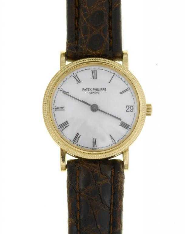 Appraisal: A PATEK PHILIPPE CT GOLD WRISTWATCH jewelled movement enamel dial