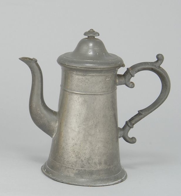 Appraisal: ANTIQUE PEWTER COFFEEPOT th CenturyBy I C Lewis In tapered