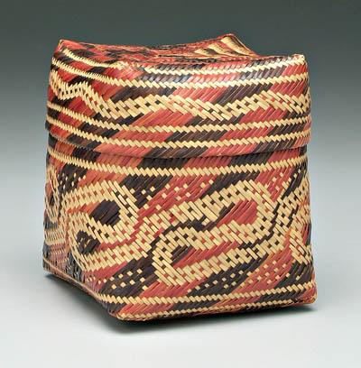 Appraisal: Double woven Chittamacha basket lid and body woven with snake