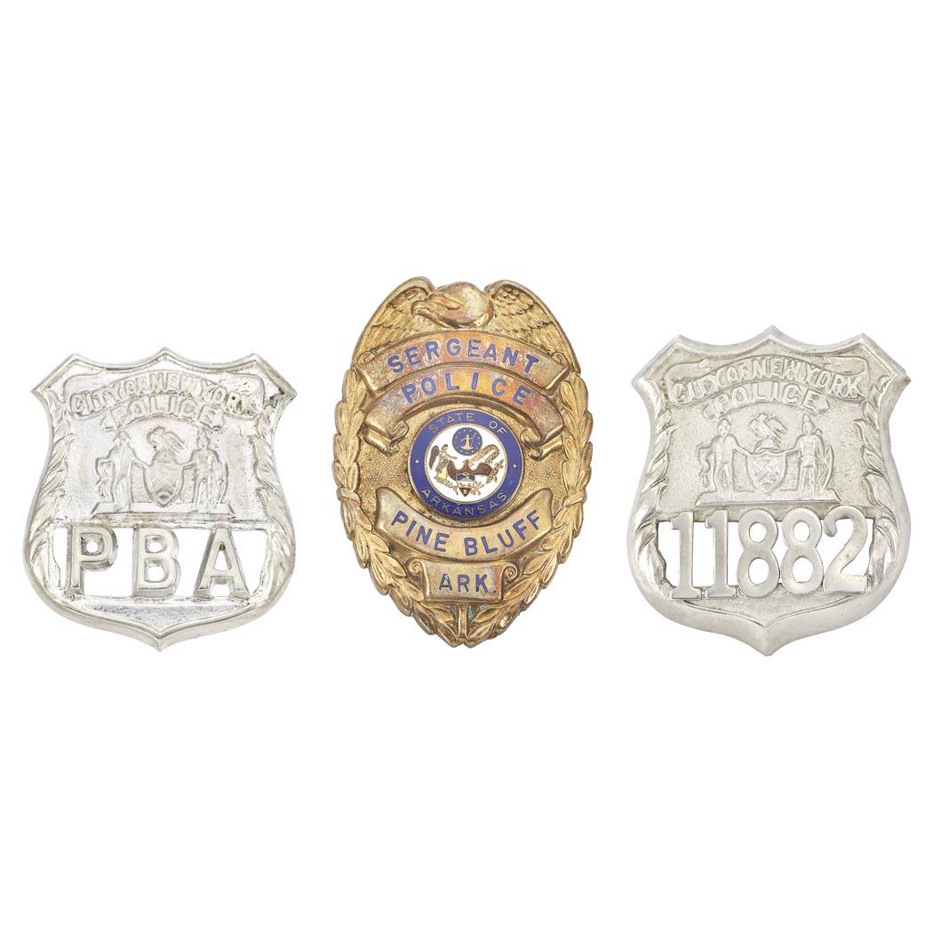 Appraisal: Three Police Badges Including one NYC no one NYC PBA