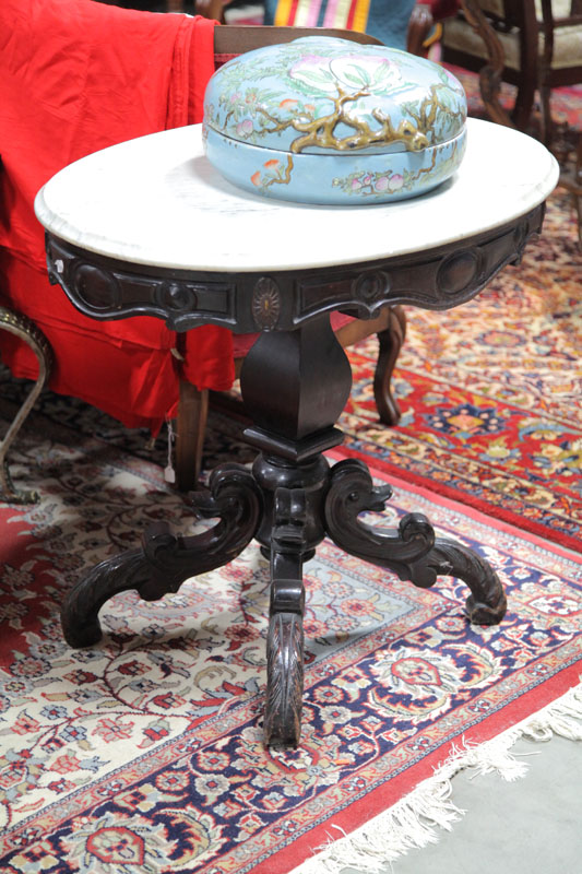 Appraisal: VICTORIAN PARLOR TABLE Oval marble top on a conforming base