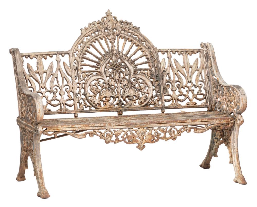 Appraisal: English Cast Iron Bench th c possibly Coalbrookdale fan back