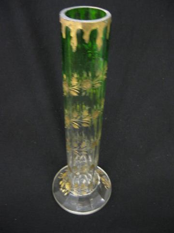 Appraisal: Moser Art Glass Vase emerald to clear with intaglio cut