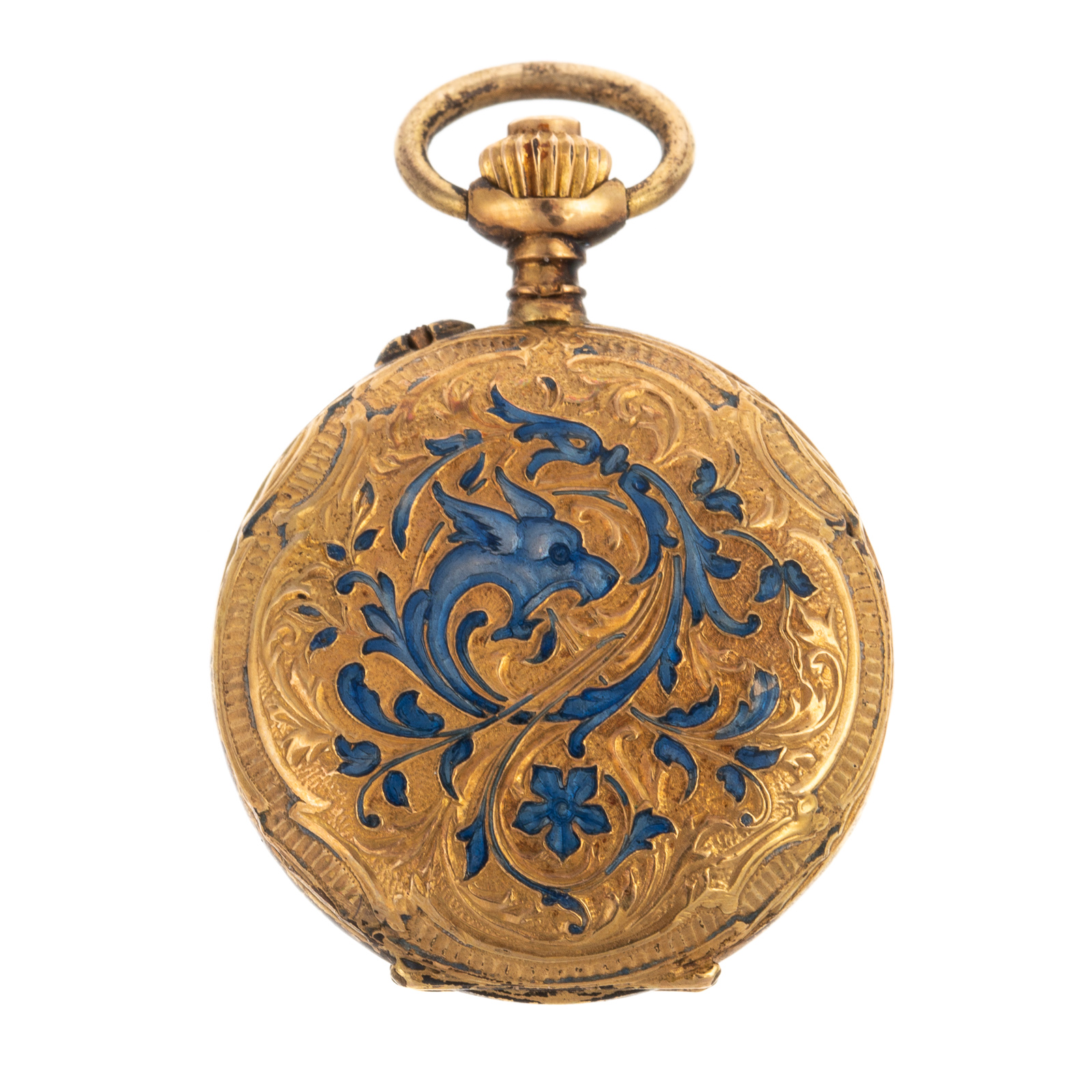 Appraisal: AN K ANTIQUE FRENCH ENAMEL DRAGON POCKET WATCH K yellow