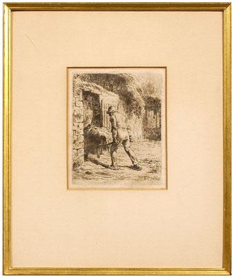 Appraisal: Jean-Francois Millet etching French - Le Paysan rentrant du Fumier