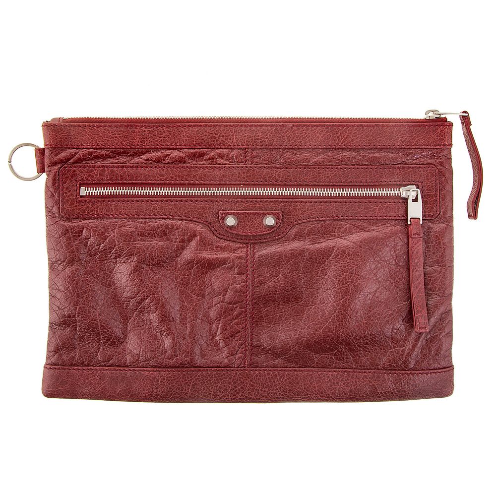 Appraisal: A Balenciaga Motocross Classic Clip M Pouch A bordeaux distressed