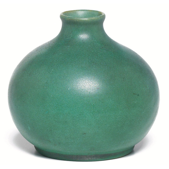 Appraisal: Teco vase designed by Gates bulbous form covered in a