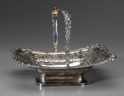 Appraisal: George IV Silver Cake Basket Edinburgh rounded rectangular form with